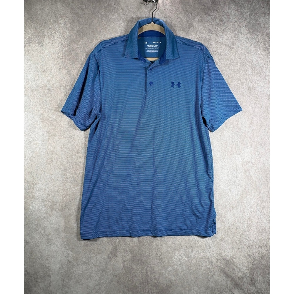 Under Armour Polo Mens Medium Blue The Playoff Polo Striped Short Sleeve Golf